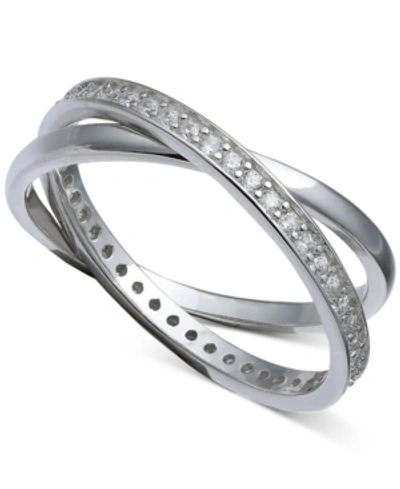 Giani Bernini Cubic Zirconia Crisscross Ring In Sterling Silver, Created For Macy's In Silver