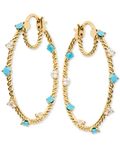 Shop Eliot Danori Stone Embellished Hoop Earrings, Created For Macy's In Turquoise