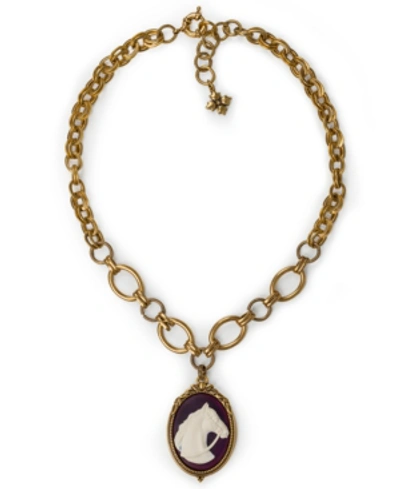 Shop Patricia Nash Gold-tone Horse Cameo Pendant Necklace, 18" + 2" Extender
