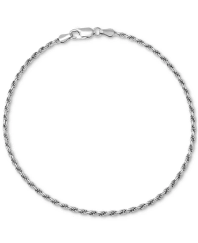 Shop Giani Bernini Rope Link Ankle Bracelet In Sterling Silver, Created For Macy's