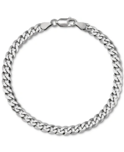 Shop Giani Bernini Flat Curb Link Chain Bracelet In Sterling Silver, Created For Macy's