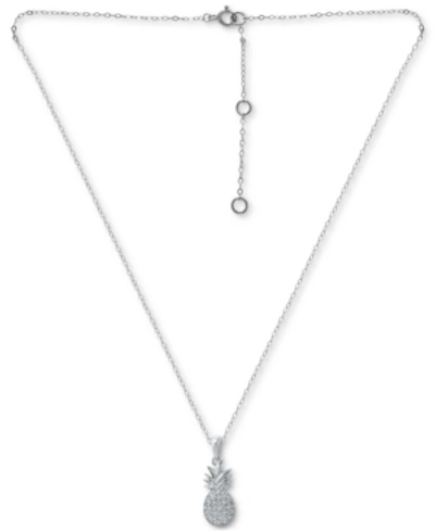 Giani Bernini Cubic Zirconia Pineapple Pendant Necklace In Sterling Silver, 16" + 2" Extender, Created For Macy's In Sterling Silver
