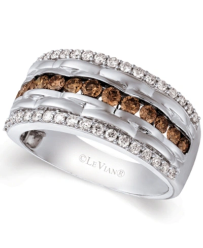 Le Vian Chocolatier Men's Diamond Multi-row Ring (1-1/3 Ct. T.w.) In 14k White Gold In White Gold