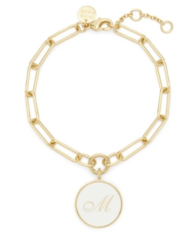 Shop Brook & York 14k Gold Plated Callie Enamel Initial Bracelet In Gold-plated - M