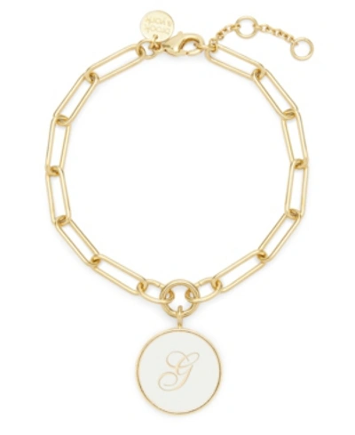 Shop Brook & York 14k Gold Plated Callie Enamel Initial Bracelet In Gold-plated - G
