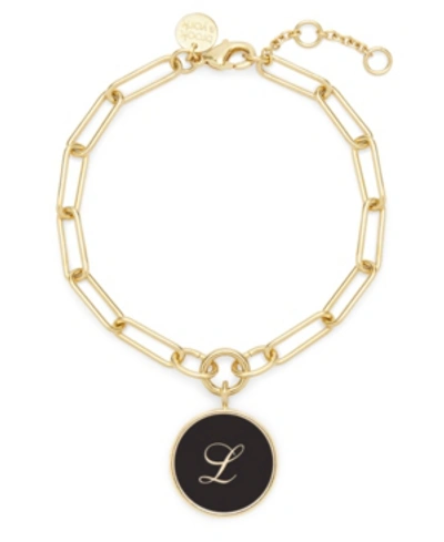 Shop Brook & York 14k Gold Plated Callie Enamel Initial Bracelet In Gold-plated - L