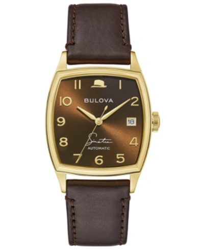 Shop Bulova Men's Frank Sinatra Automatic Brown Leather Strap Watch 33.5x45mm