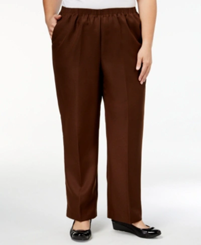 Alfred Dunner Plus Womens Office Wear Professional Casual Pants In Brown