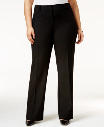 Shop Alfani Plus & Petite Plus Size Curvy Bootcut Tummy-control Pants, Created For Macy's In Deep Black