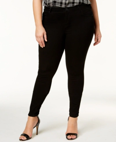 Shop Celebrity Pink Trendy Plus Size Mid Rise Infinite Stretch Dawson Super-skinny Jeans In Black Rinse
