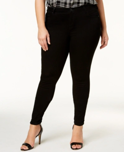 Celebrity Pink Trendy Plus Size Mid Rise Infinite Stretch Dawson Super-skinny Jeans In Black Rinse