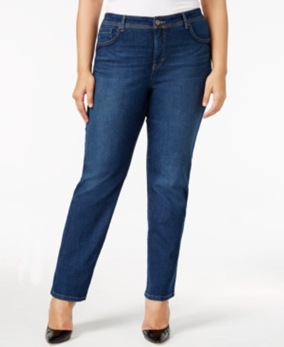 Shop Style & Co Plus & Petite Plus Size Tummy Control Straight-leg Jeans, Created For Macy's In Astor