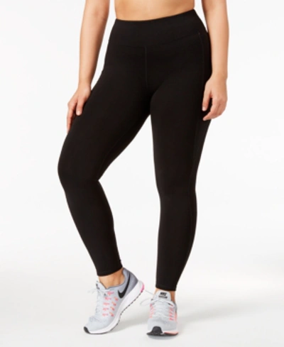 Shop Ideology Plus Size Stretch Full-length Leggings, Created For Macy's In Black