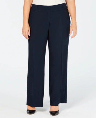 Shop Alfani Plus & Petite Plus Size Curvy Bootcut Tummy-control Pants, Created For Macy's In Modern Navy