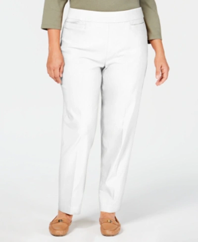 Shop Alfred Dunner Plus Size Classic Allure Tummy Control Pull-on Average Length Pants In White
