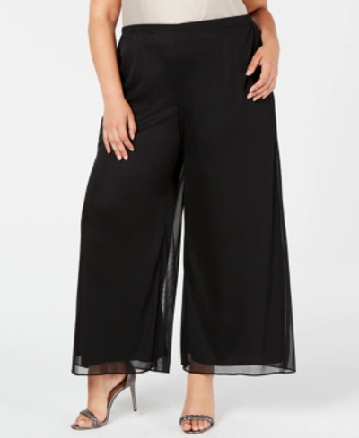 Shop Msk Plus Size Mesh Wide-leg Pants In Black