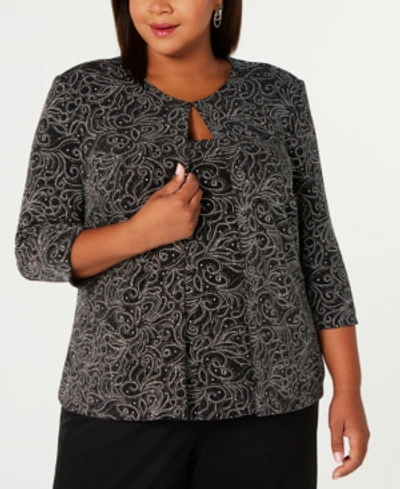 Shop Alex Evenings Plus Size Printed Twinset In Black/taupe
