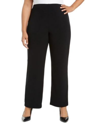 Shop Alfani Petite Plus Size Pull-on Wide-leg Pants, Created For Macy's In Deep Black