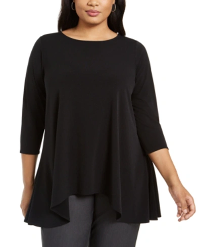 Alfani Plus Size Solid Swing Top, Created For Macy's In Deep Black