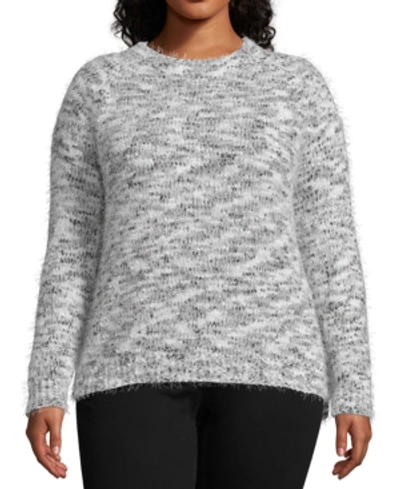 Shop John Paul Richard Plus Size Marled Eyelash Sweater In White/grey Combo