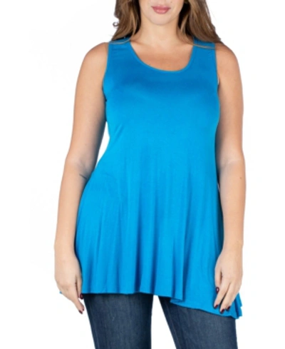Shop 24seven Comfort Apparel Plus Size Sleeveless Tunic Tank Top In Turquoise