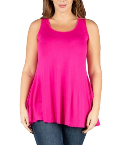 24seven Comfort Apparel Women's Plus Size Round Hemline Razorback Tank Top In Pink