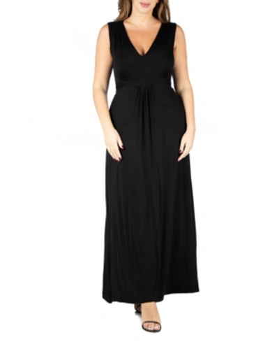 Shop 24seven Comfort Apparel Plus Size Sleeveless Empire Waist Maxi Dress In Black