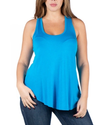 Shop 24seven Comfort Apparel Women's Plus Size Round Hemline Razorback Tank Top In Turquoise