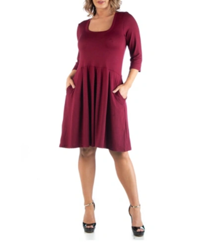 Shop 24seven Comfort Apparel Women's Plus Size Fit And Flare Dress In Red