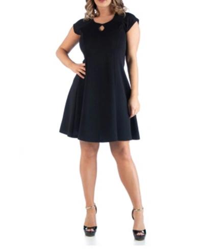24seven Comfort Apparel Plus Size Keyhole Neck Dress In Black