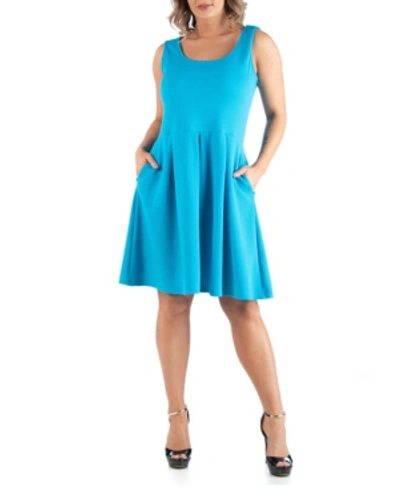 Shop 24seven Comfort Apparel Women's Plus Size Sleeveless Dress In Aqua