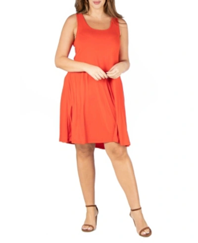 24seven Comfort Apparel Plus Womens Sleeveless Fit &flare Fit & Flare Dress In Orange