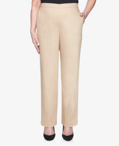 Shop Alfred Dunner Plus Size Pull On Back Elastic Sateen Proportioned Short Pant In Sand