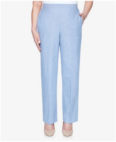 Shop Alfred Dunner Plus Size Pull On Back Elastic Chambray Proportioned Medium Pant In Blue