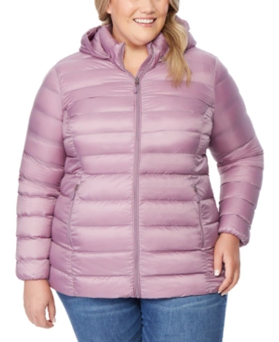 Shop 32 Degrees Plus Size Packable Down Hooded Puffer Coat, Created For Macy's In Very Grape