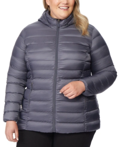 Shop 32 Degrees Plus Size Packable Down Hooded Puffer Coat, Created For Macy's In Periscope