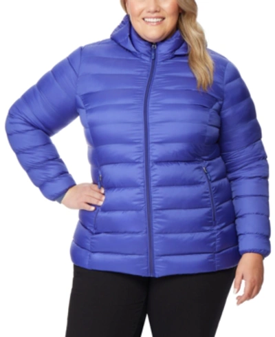 Shop 32 Degrees Plus Size Packable Down Hooded Puffer Coat, Created For Macy's In Dark Lapis