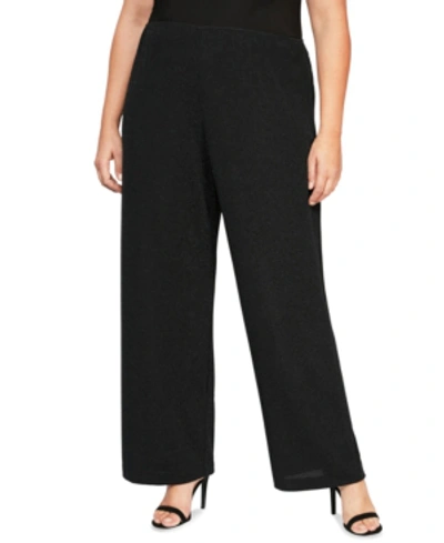 Alex Evenings Plus Size Stretch-crepe Wide-leg Pants In Black