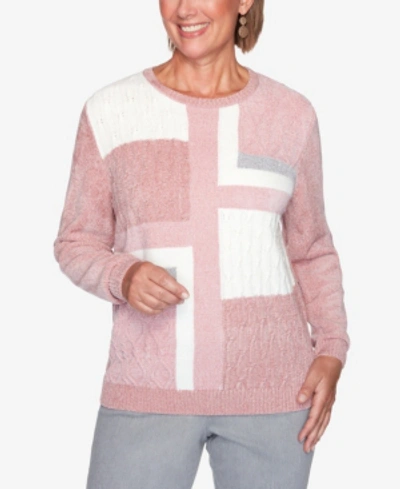 Shop Alfred Dunner Women's Plus Size Classics Patchwork Sweater In Light Pink