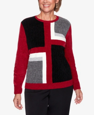 Shop Alfred Dunner Women's Plus Size Classics Patchwork Sweater In Red