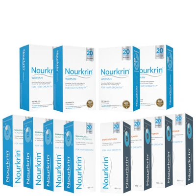 Shop Nourkrin Woman Hair Growth Supplements 12 Month Bundle With Shampoo And Conditioner X4 (worth £623.56)