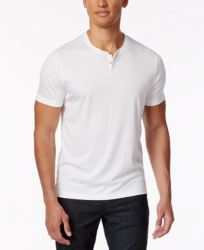 Shop Alfani Men's Soft Touch Stretch Henley, Created For Macy's In Bright White