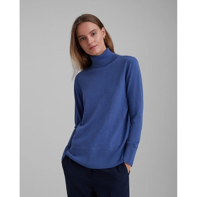 Shop Club Monaco Coastal Blue Essential Merino Wool Turtleneck In Size Xs