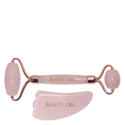 Shop Beauty Ora Crystal Roller And Gua Sha Set For Face And Body - Rose Quartz
