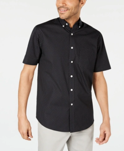 Shop Club Room Men's Micro Dot Print Stretch Cotton Shirt, Created For Macy's In Black