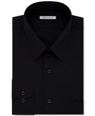 Van Heusen Men's Big & Tall Classic/regular Fit Wrinkle Free Poplin Solid Dress Shirt In Black