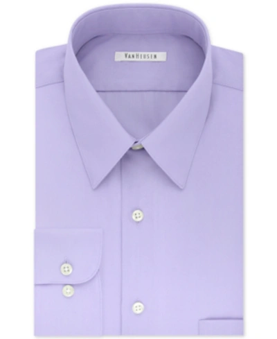 Shop Van Heusen Men's Big & Tall Classic/regular Fit Wrinkle Free Poplin Solid Dress Shirt In Lavender