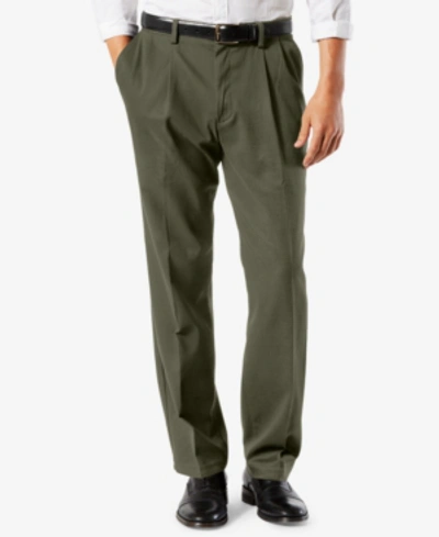 Shop Dockers Men's Easy Classic Pleated Fit Khaki Stretch Pants In Olive Grove