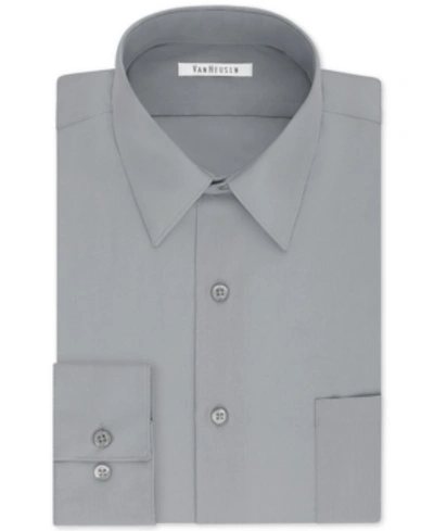 Van Heusen Men's Big & Tall Classic/regular Fit Wrinkle Free Poplin Solid Dress Shirt In Greystone
