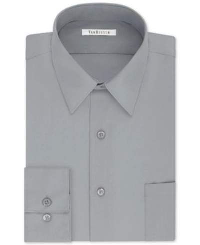 Shop Van Heusen Men's Big & Tall Classic/regular Fit Wrinkle Free Poplin Solid Dress Shirt In Greystone